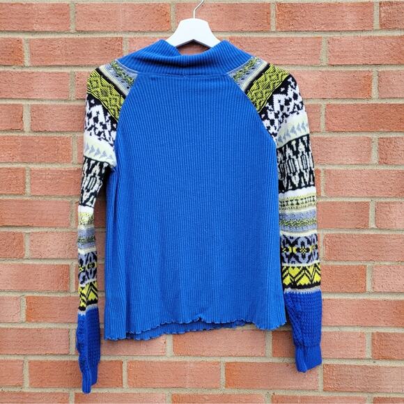 Free People Prism Swit Top in Blue Combo Small - Picture 3 of 7